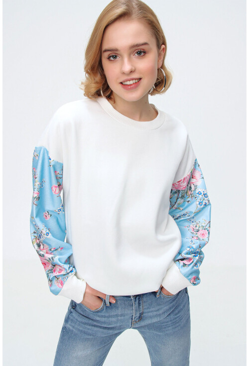 55328 Kolu Desenli Oversize  Sweatshirt