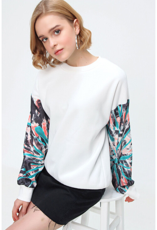 55328 Kolu Desenli Oversize  Sweatshirt