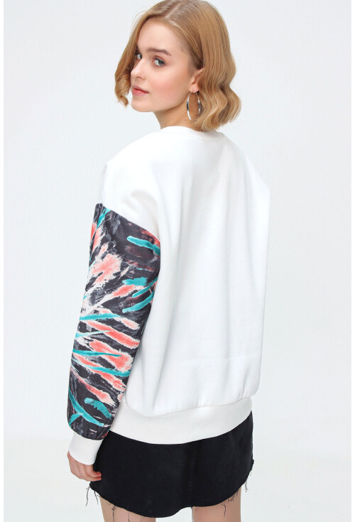 55328 Kolu Desenli Oversize  Sweatshirt