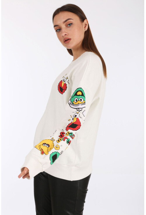 55328 Kolu Desenli Oversize  Sweatshirt