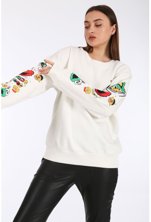 55328 Kolu Desenli Oversize  Sweatshirt
