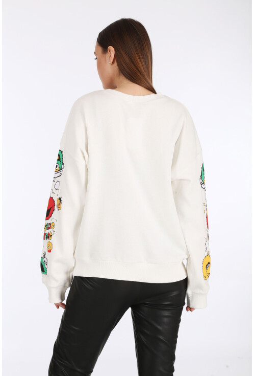 55328 Kolu Desenli Oversize  Sweatshirt