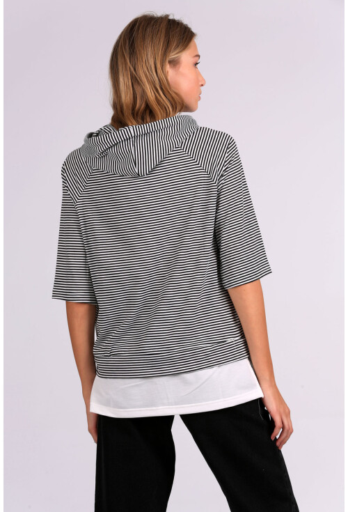 55360 Çizgili Kapüşonlu Sweatshirt