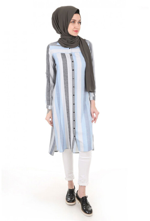 5646 Çizgili Tesettür Tunik