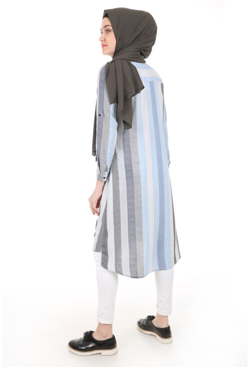 5646 Çizgili Tesettür Tunik