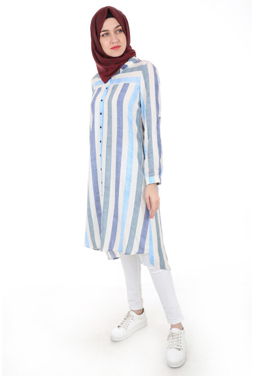 5646 Çizgili Tesettür Tunik