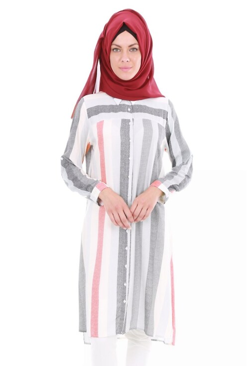 5646 Çizgili Tesettür Tunik