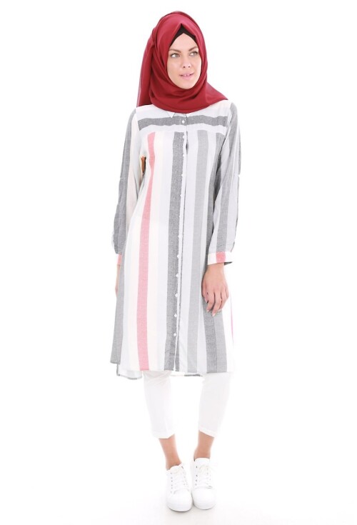 5646 Çizgili Tesettür Tunik