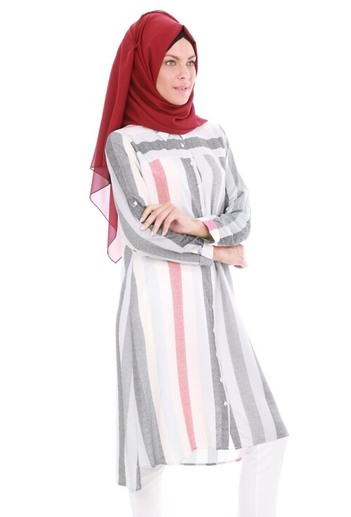 5646 Çizgili Tesettür Tunik