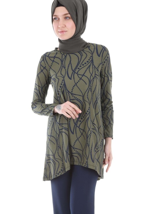 5717 Desenli Tunik Pantolon İkili Tesettür Takım