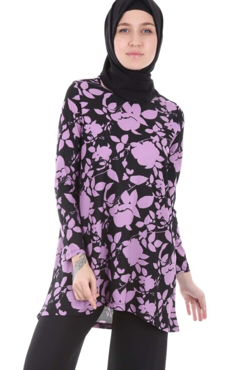 5717 Desenli Tunik Pantolon İkili Tesettür Takım