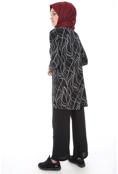5717 Desenli Tunik Pantolon İkili Tesettür Takım