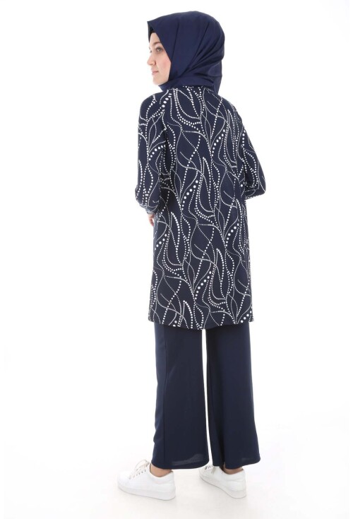 5717 Desenli Tunik Pantolon İkili Tesettür Takım