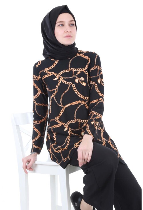 5717 Desenli Tunik Pantolon İkili Tesettür Takım