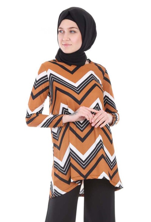 5717 Desenli Tunik Pantolon İkili Tesettür Takım