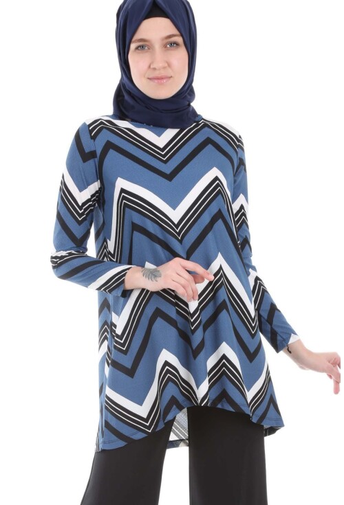 5717 Desenli Tunik Pantolon İkili Tesettür Takım