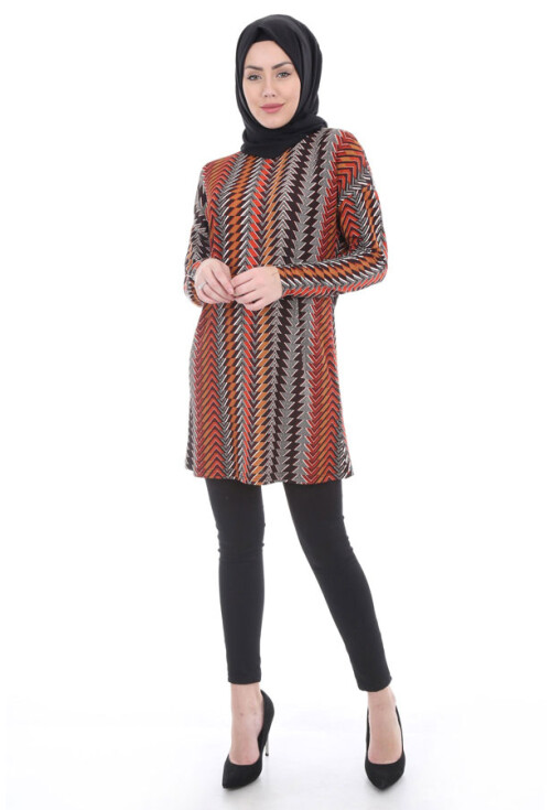 5729 Desenli Tesettür Tunik