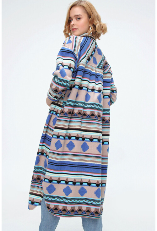 5805 Ekose Desen Uzun Oversize Tunik