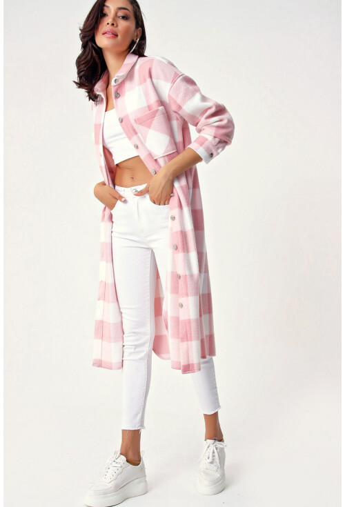 5805 Ekose Desen Uzun Oversize Tunik