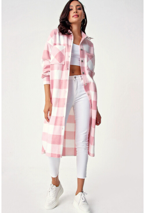 5805 Ekose Desen Uzun Oversize Tunik