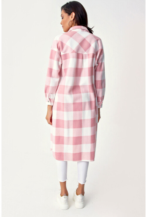 5805 Ekose Desen Uzun Oversize Tunik