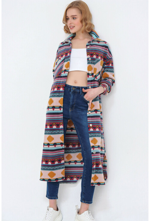 5805 Ekose Desen Uzun Oversize Tunik