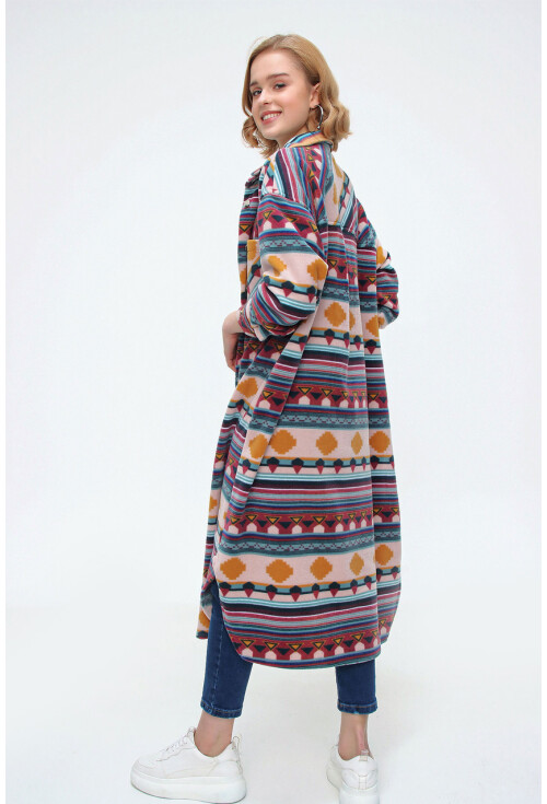 5805 Ekose Desen Uzun Oversize Tunik