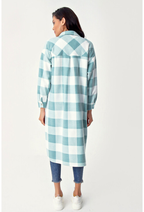 5805 Ekose Desen Uzun Oversize Tunik