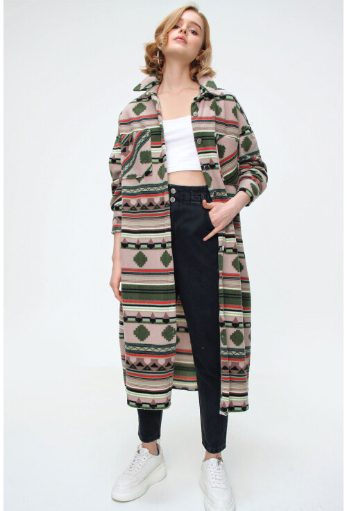 5805 Ekose Desen Uzun Oversize Tunik