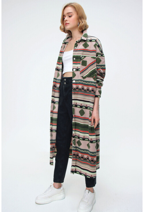 5805 Ekose Desen Uzun Oversize Tunik