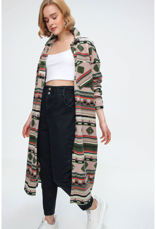 5805 Ekose Desen Uzun Oversize Tunik