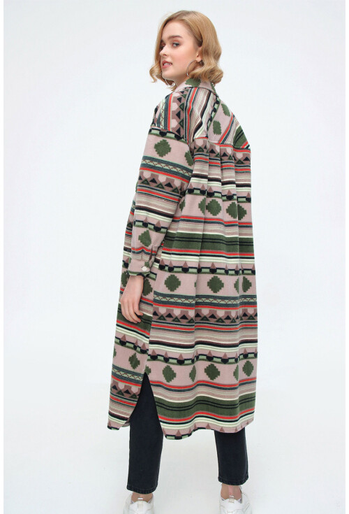5805 Ekose Desen Uzun Oversize Tunik