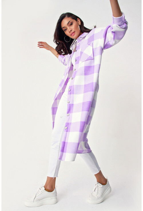 5805 Ekose Desen Uzun Oversize Tunik