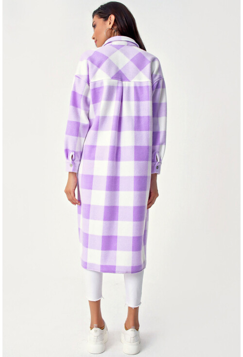 5805 Ekose Desen Uzun Oversize Tunik