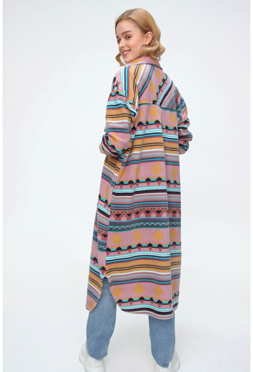 5805 Ekose Desen Uzun Oversize Tunik