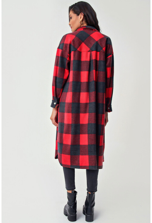 5805 Ekose Desen Uzun Oversize Tunik
