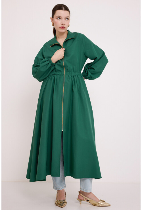 5912 Zippered Long Trench Coat