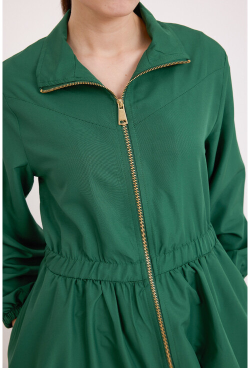 5912 Zippered Long Trench Coat