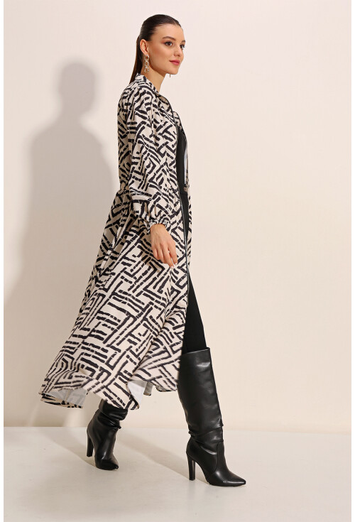 5912 Zippered Long Trench Coat