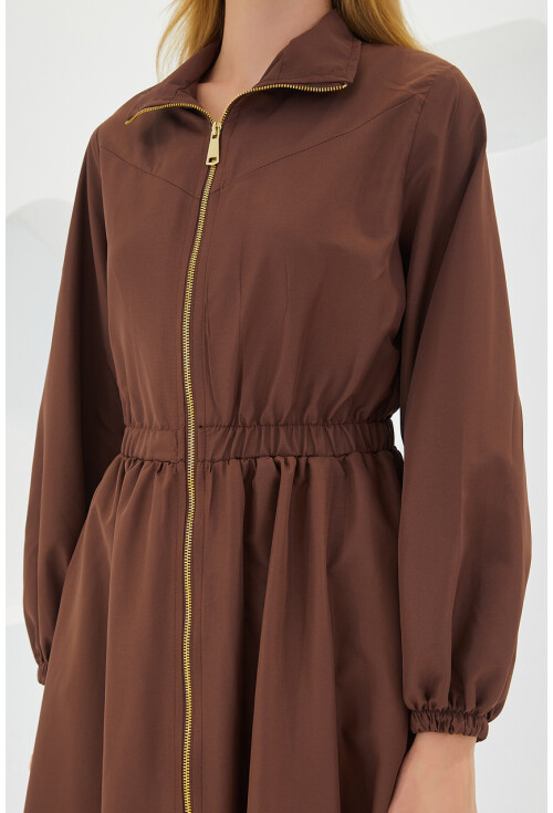 5912 Zippered Long Trench Coat