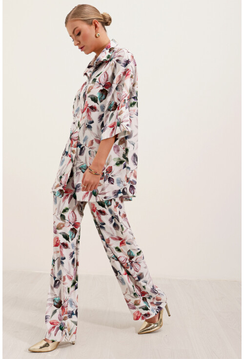 6607 Patterned Linen Two-Piece Set