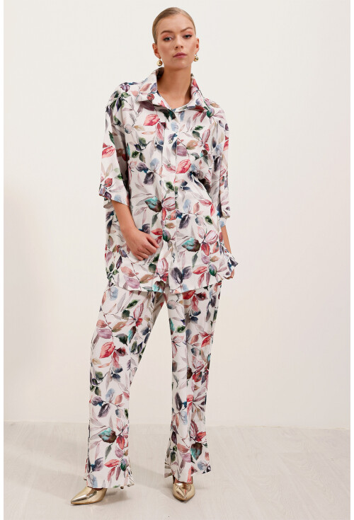 6607 Patterned Linen Two-Piece Set