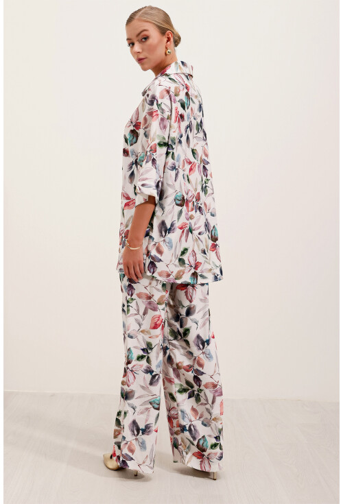 6607 Patterned Linen Two-Piece Set