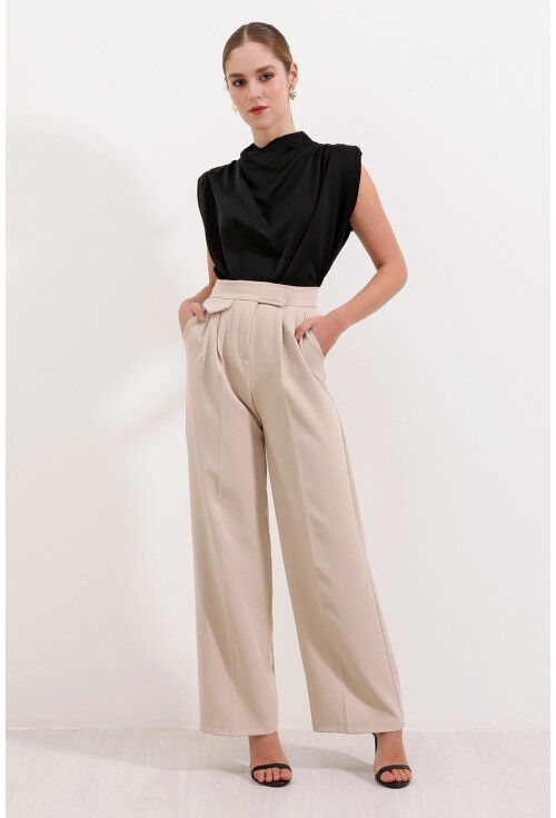 6645 High-Waist Velcro Palazzo Pants