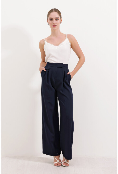 6645 High-Waist Velcro Palazzo Pants