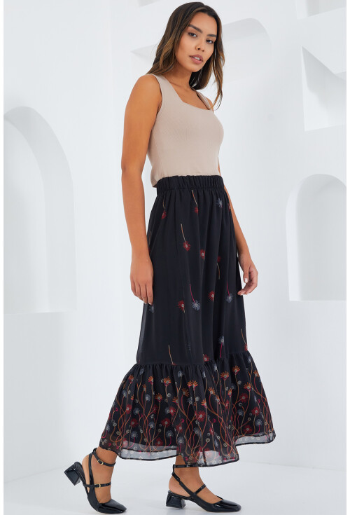 8010 Patterned Chiffon Skirt