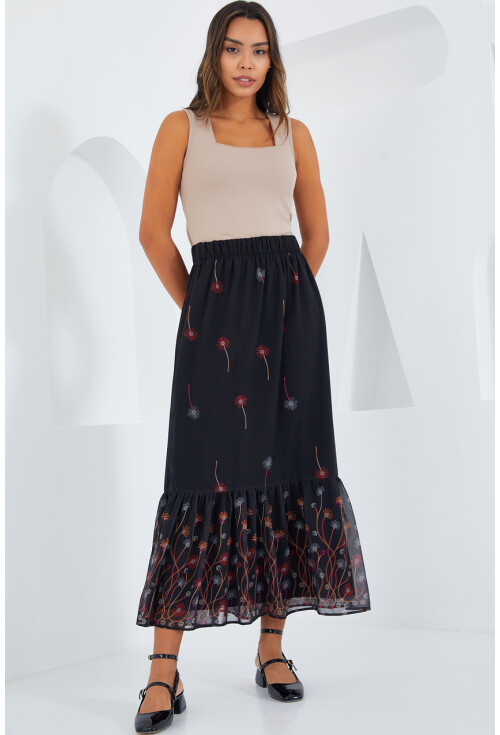 8010 Patterned Chiffon Skirt