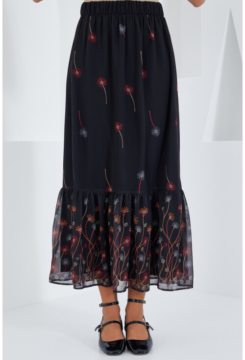 8010 Patterned Chiffon Skirt