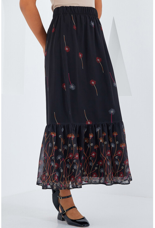 8010 Patterned Chiffon Skirt