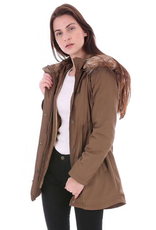 9044 Kürklü Boydan Fermuarlı Kaban